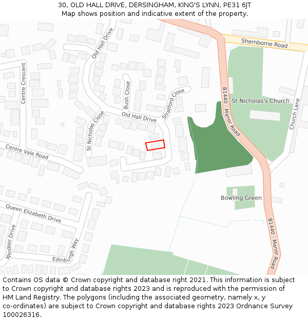 30, OLD HALL DRIVE, DERSINGHAM, KING'S LYNN, PE31 6JT: Location map and indicative extent of plot