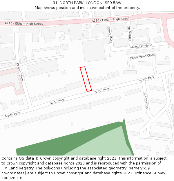 31, NORTH PARK, LONDON, SE9 5AW: Location map and indicative extent of plot