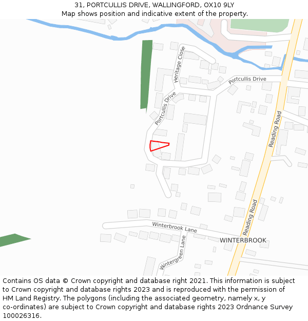 31, PORTCULLIS DRIVE, WALLINGFORD, OX10 9LY: Location map and indicative extent of plot