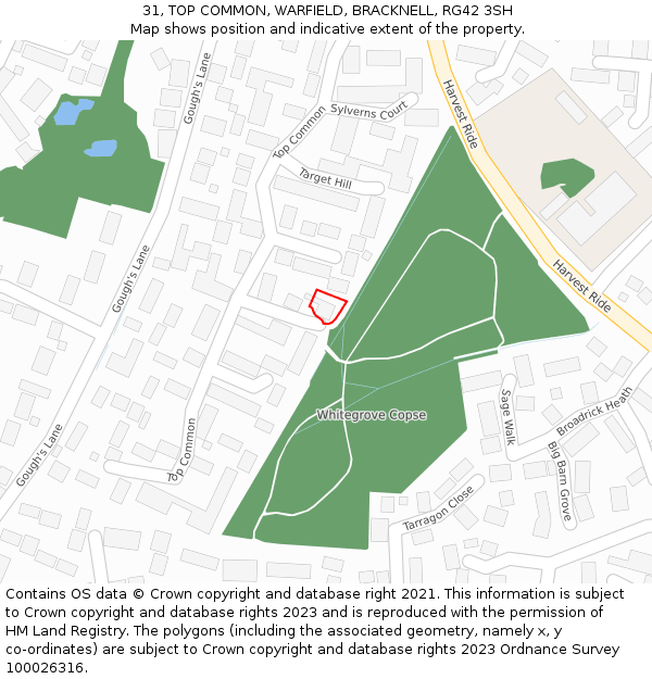 31, TOP COMMON, WARFIELD, BRACKNELL, RG42 3SH: Location map and indicative extent of plot