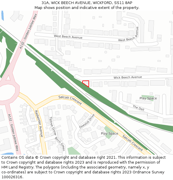 31A, WICK BEECH AVENUE, WICKFORD, SS11 8AP: Location map and indicative extent of plot