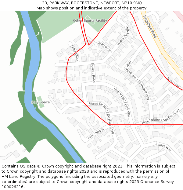 33, PARK WAY, ROGERSTONE, NEWPORT, NP10 9NQ: Location map and indicative extent of plot