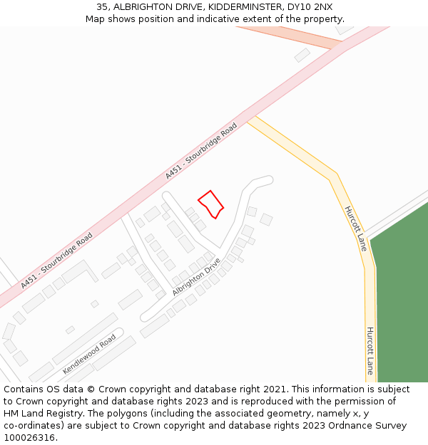 35, ALBRIGHTON DRIVE, KIDDERMINSTER, DY10 2NX: Location map and indicative extent of plot