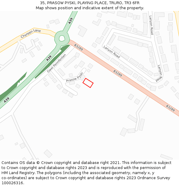 35, PRASOW PYSKI, PLAYING PLACE, TRURO, TR3 6FR: Location map and indicative extent of plot