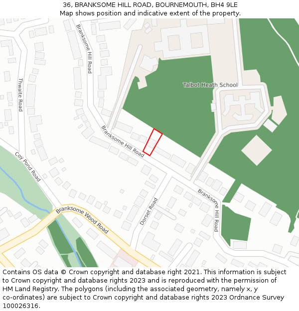 36, BRANKSOME HILL ROAD, BOURNEMOUTH, BH4 9LE: Location map and indicative extent of plot