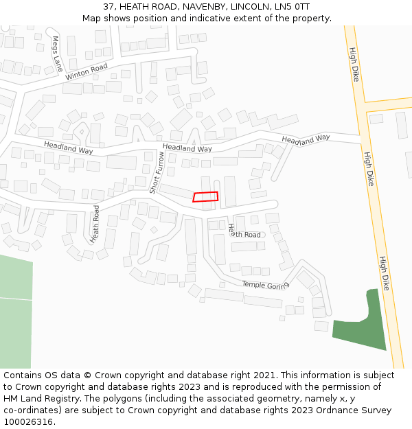 37, HEATH ROAD, NAVENBY, LINCOLN, LN5 0TT: Location map and indicative extent of plot