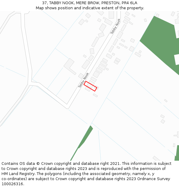 37, TABBY NOOK, MERE BROW, PRESTON, PR4 6LA: Location map and indicative extent of plot