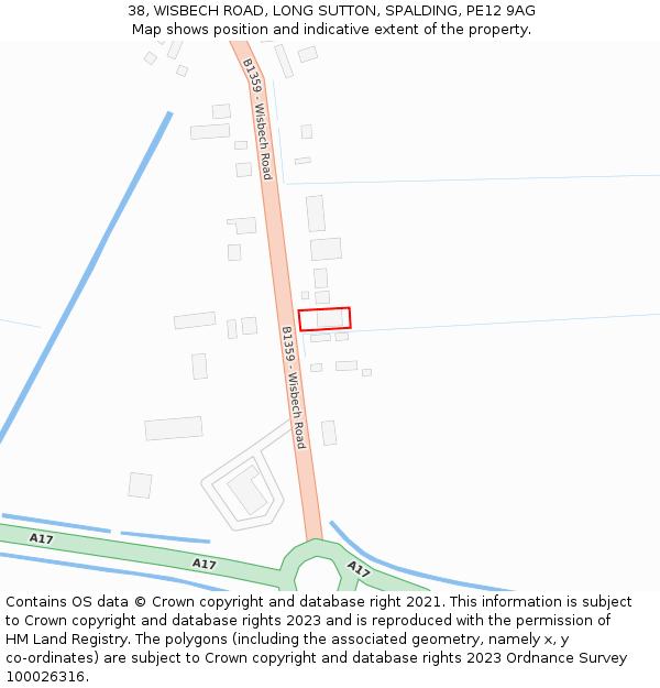 38, WISBECH ROAD, LONG SUTTON, SPALDING, PE12 9AG: Location map and indicative extent of plot