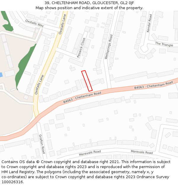 39, CHELTENHAM ROAD, GLOUCESTER, GL2 0JF: Location map and indicative extent of plot