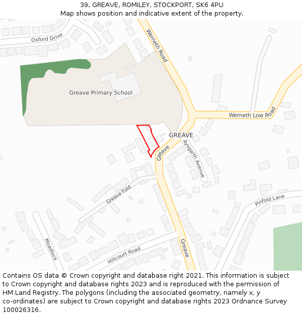 39, GREAVE, ROMILEY, STOCKPORT, SK6 4PU: Location map and indicative extent of plot