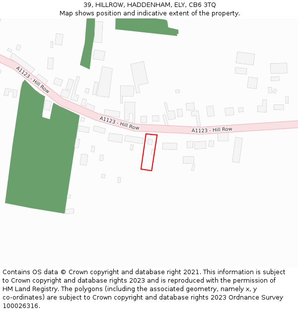 39, HILLROW, HADDENHAM, ELY, CB6 3TQ: Location map and indicative extent of plot