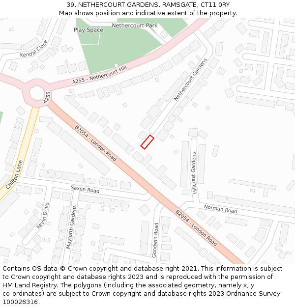 39, NETHERCOURT GARDENS, RAMSGATE, CT11 0RY: Location map and indicative extent of plot