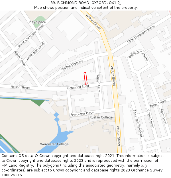 39, RICHMOND ROAD, OXFORD, OX1 2JJ: Location map and indicative extent of plot