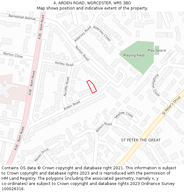 4, ARDEN ROAD, WORCESTER, WR5 3BD: Location map and indicative extent of plot