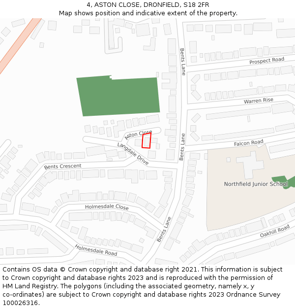 4, ASTON CLOSE, DRONFIELD, S18 2FR: Location map and indicative extent of plot