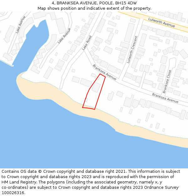 4, BRANKSEA AVENUE, POOLE, BH15 4DW: Location map and indicative extent of plot