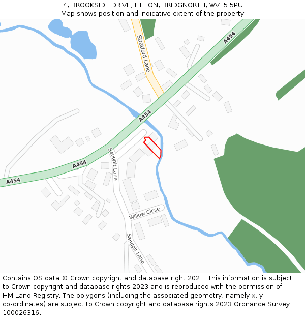 4, BROOKSIDE DRIVE, HILTON, BRIDGNORTH, WV15 5PU: Location map and indicative extent of plot