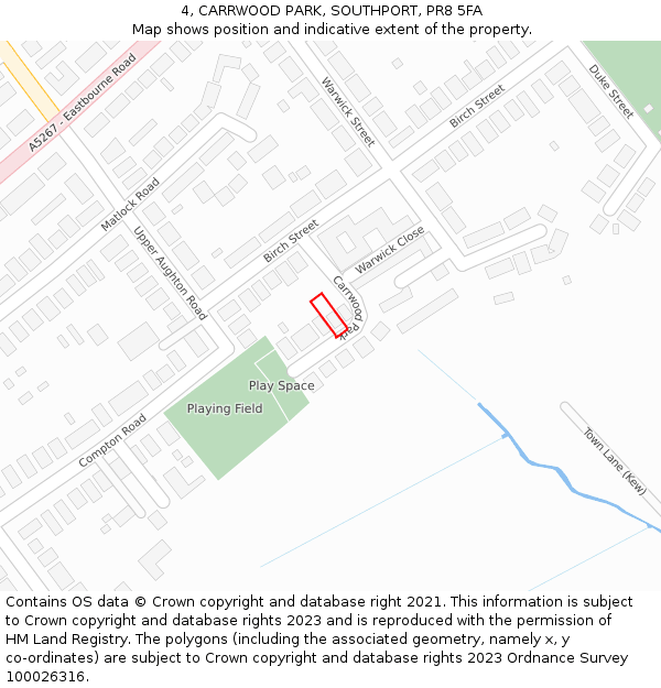 4, CARRWOOD PARK, SOUTHPORT, PR8 5FA: Location map and indicative extent of plot