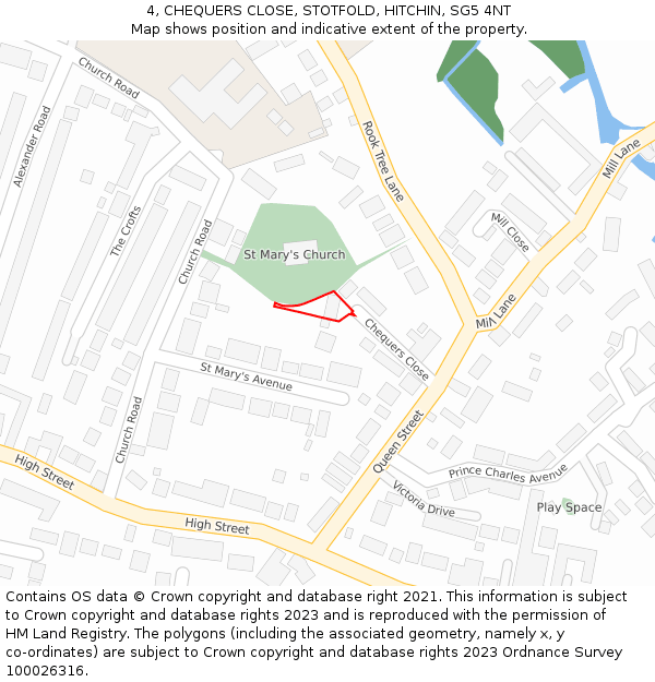 4, CHEQUERS CLOSE, STOTFOLD, HITCHIN, SG5 4NT: Location map and indicative extent of plot