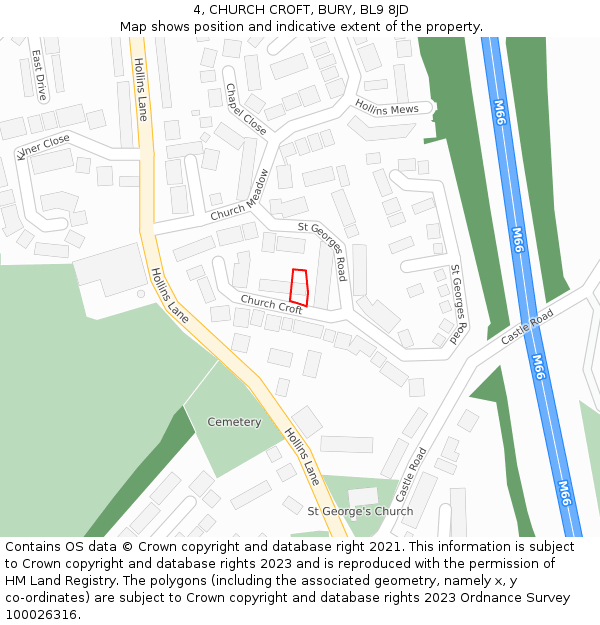 4, CHURCH CROFT, BURY, BL9 8JD: Location map and indicative extent of plot