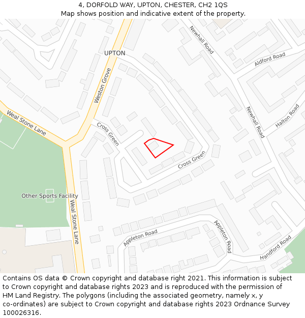 4, DORFOLD WAY, UPTON, CHESTER, CH2 1QS: Location map and indicative extent of plot