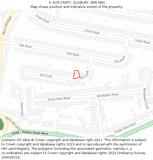 4, ELM CROFT, OLDBURY, B68 0BQ: Location map and indicative extent of plot