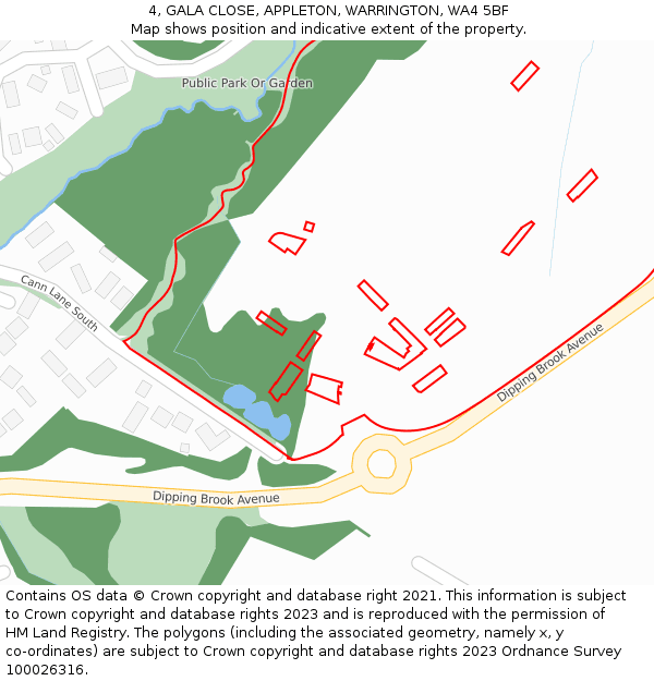 4, GALA CLOSE, APPLETON, WARRINGTON, WA4 5BF: Location map and indicative extent of plot