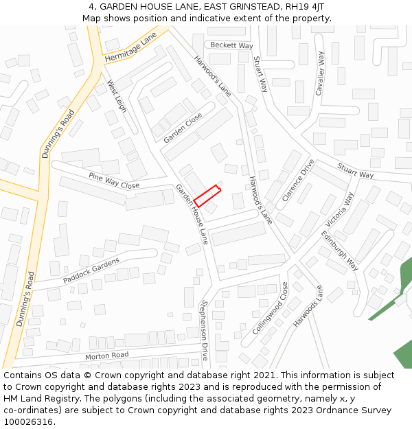 4, GARDEN HOUSE LANE, EAST GRINSTEAD, RH19 4JT: Location map and indicative extent of plot