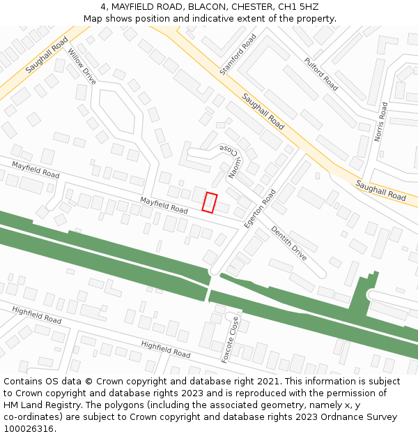 4, MAYFIELD ROAD, BLACON, CHESTER, CH1 5HZ: Location map and indicative extent of plot