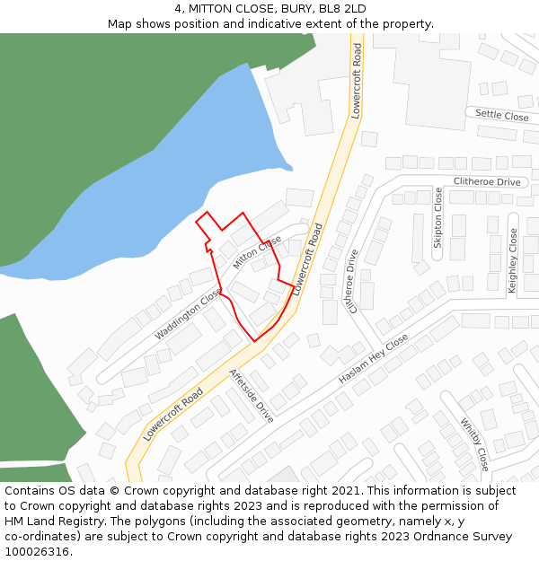 4, MITTON CLOSE, BURY, BL8 2LD: Location map and indicative extent of plot