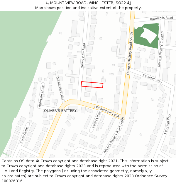 4, MOUNT VIEW ROAD, WINCHESTER, SO22 4JJ: Location map and indicative extent of plot