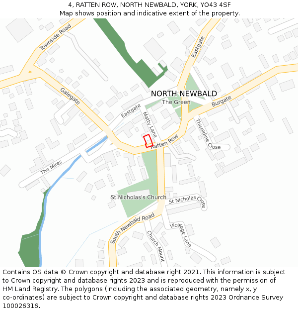 4, RATTEN ROW, NORTH NEWBALD, YORK, YO43 4SF: Location map and indicative extent of plot