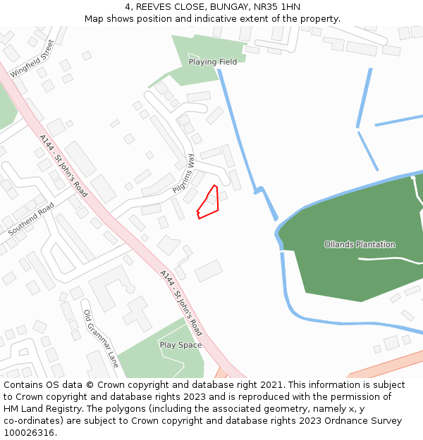 4, REEVES CLOSE, BUNGAY, NR35 1HN: Location map and indicative extent of plot