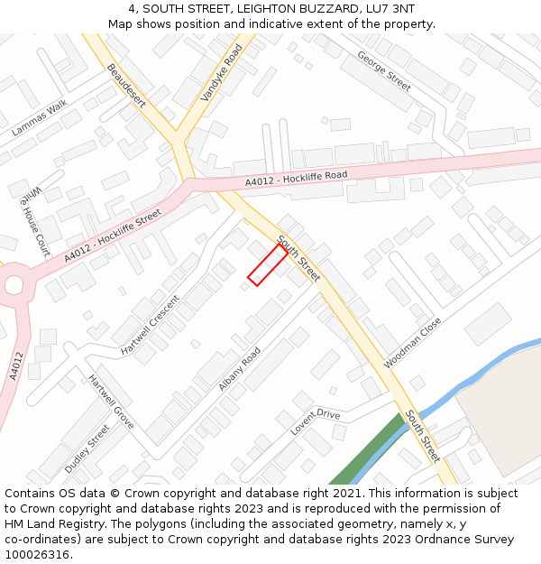 4, SOUTH STREET, LEIGHTON BUZZARD, LU7 3NT: Location map and indicative extent of plot