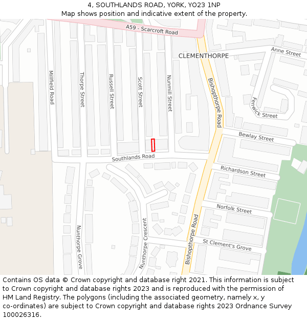 4, SOUTHLANDS ROAD, YORK, YO23 1NP: Location map and indicative extent of plot