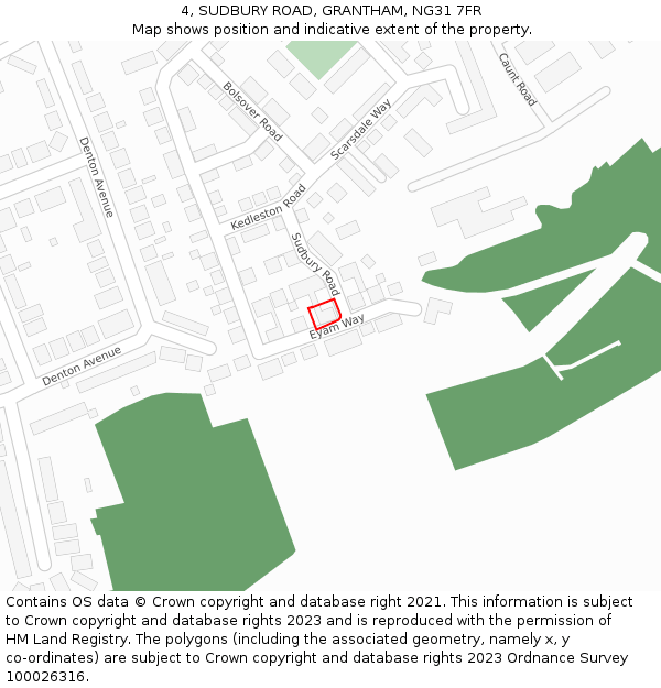 4, SUDBURY ROAD, GRANTHAM, NG31 7FR: Location map and indicative extent of plot