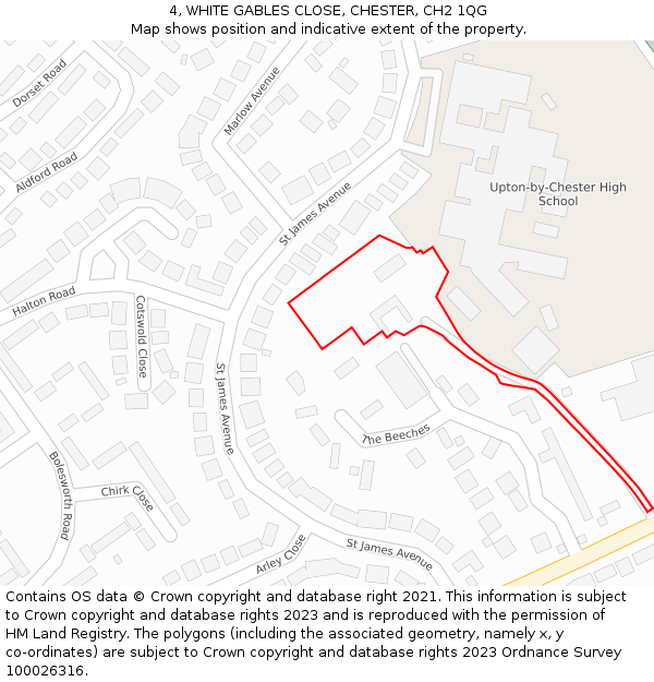 4, WHITE GABLES CLOSE, CHESTER, CH2 1QG: Location map and indicative extent of plot