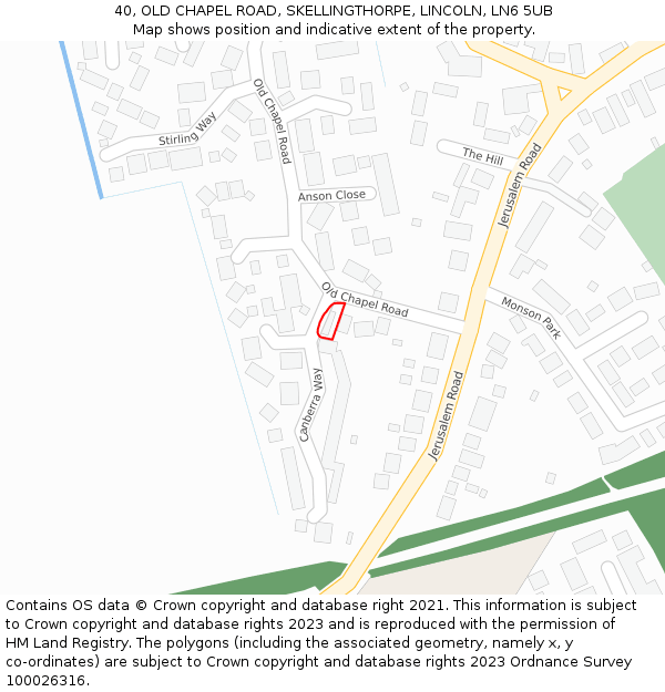 40, OLD CHAPEL ROAD, SKELLINGTHORPE, LINCOLN, LN6 5UB: Location map and indicative extent of plot