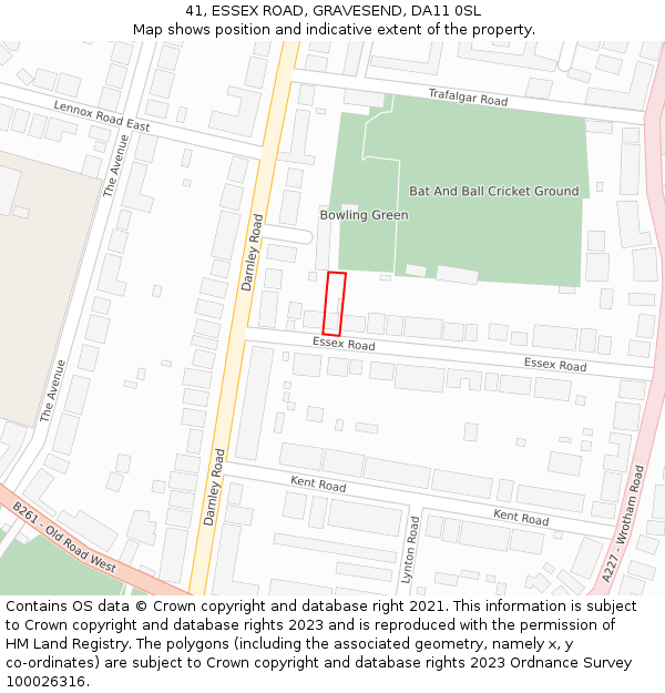 41, ESSEX ROAD, GRAVESEND, DA11 0SL: Location map and indicative extent of plot