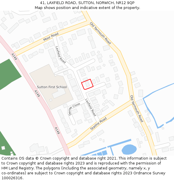 41, LAXFIELD ROAD, SUTTON, NORWICH, NR12 9QP: Location map and indicative extent of plot