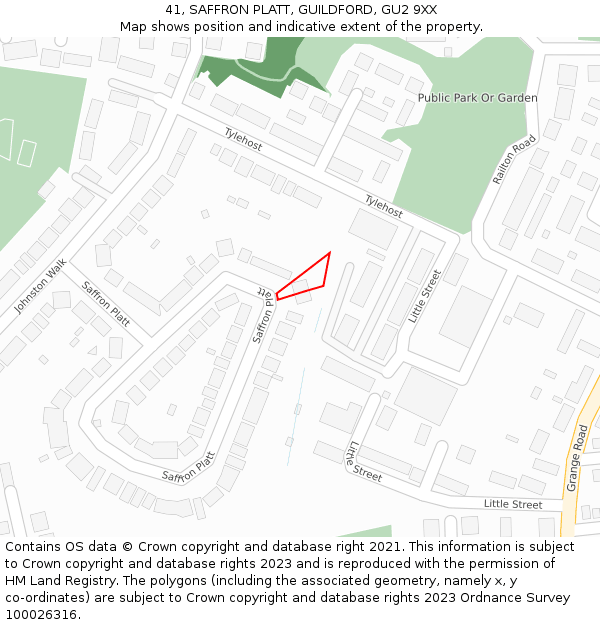 41, SAFFRON PLATT, GUILDFORD, GU2 9XX: Location map and indicative extent of plot