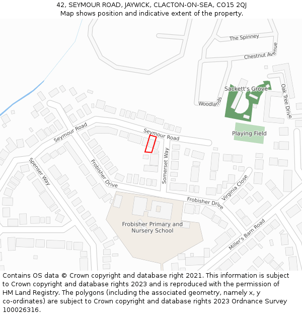 42, SEYMOUR ROAD, JAYWICK, CLACTON-ON-SEA, CO15 2QJ: Location map and indicative extent of plot
