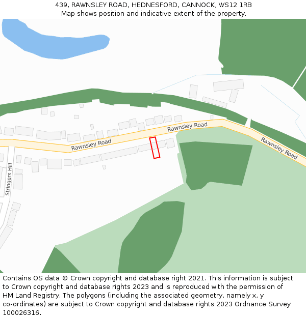 439, RAWNSLEY ROAD, HEDNESFORD, CANNOCK, WS12 1RB: Location map and indicative extent of plot