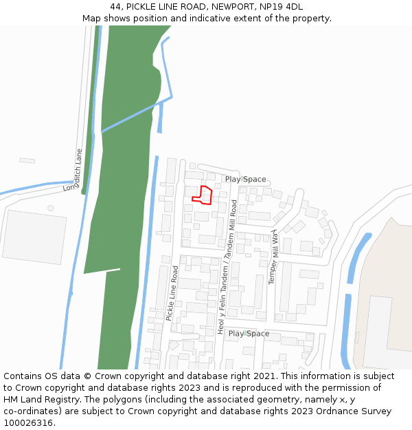 44, PICKLE LINE ROAD, NEWPORT, NP19 4DL: Location map and indicative extent of plot