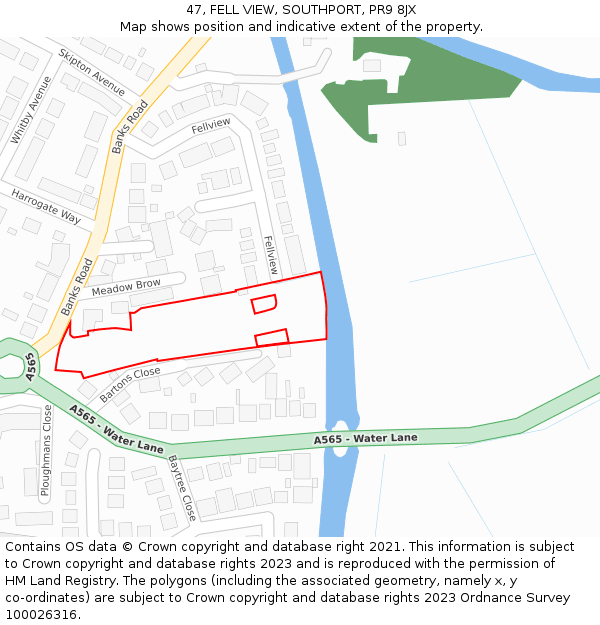 47, FELL VIEW, SOUTHPORT, PR9 8JX: Location map and indicative extent of plot