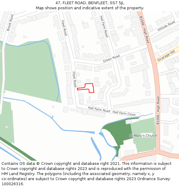 47, FLEET ROAD, BENFLEET, SS7 5JL: Location map and indicative extent of plot