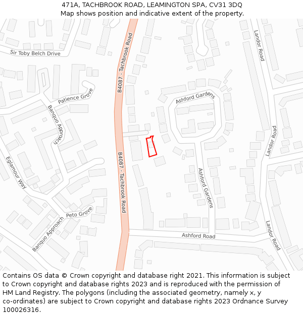 471A, TACHBROOK ROAD, LEAMINGTON SPA, CV31 3DQ: Location map and indicative extent of plot