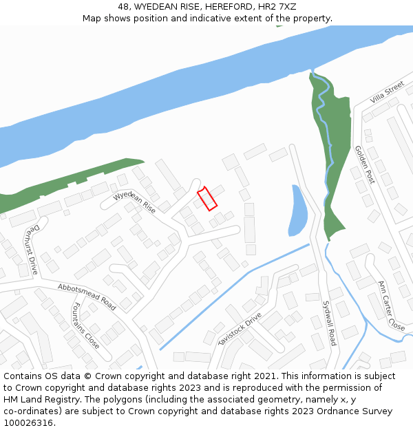 48, WYEDEAN RISE, HEREFORD, HR2 7XZ: Location map and indicative extent of plot