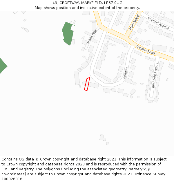 49, CROFTWAY, MARKFIELD, LE67 9UG: Location map and indicative extent of plot