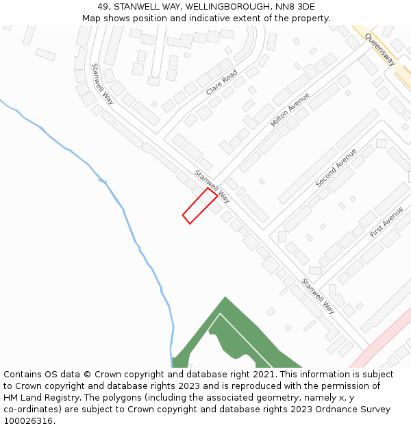 49, STANWELL WAY, WELLINGBOROUGH, NN8 3DE: Location map and indicative extent of plot